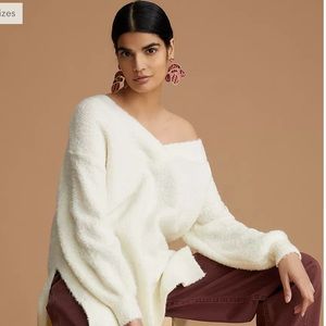 ANTHROPOLOGIE PILCRO TEDDY V-NECK TUNIC SWEATER
